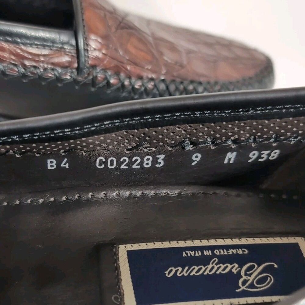 Bragano by Cole Haan Size 9 Croc Embossed Brown Leather Italian Loafers Reptile - Picture 7 of 8